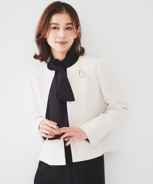 【通勤】ツイード ペプラムジャケット