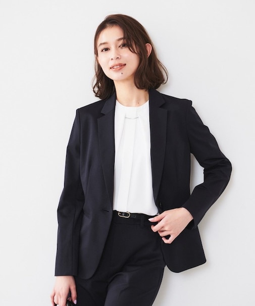 【通勤スーツ】コットン混ジャージ テーラードジャケット