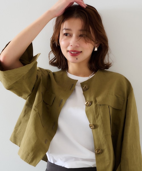 COMATEXツイードノーカラージャケット◇｜フォーワンセブン