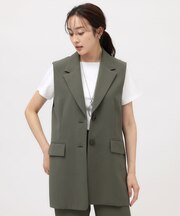 【凹凸素材/セットアップ可】クレープダブル テーラードベスト