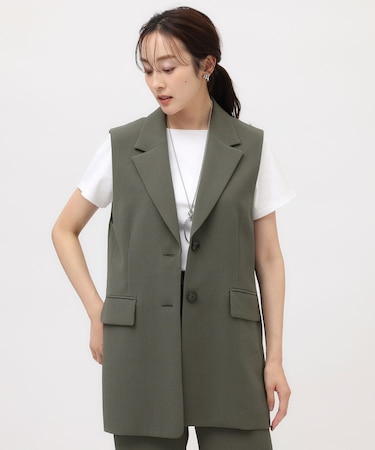 【凹凸素材/セットアップ可】クレープダブル テーラードベスト