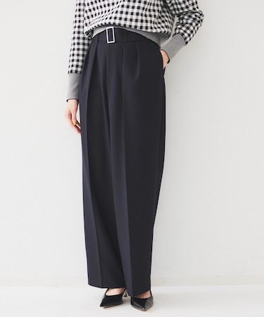 ベルト付き2タックパンツ