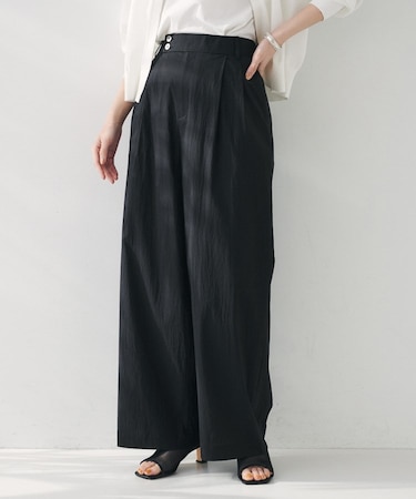 【後ろウエストゴム/洗える】2タックワイドパンツ