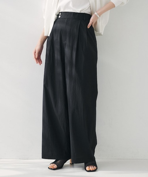 【後ろウエストゴム/洗える】2タックワイドパンツ