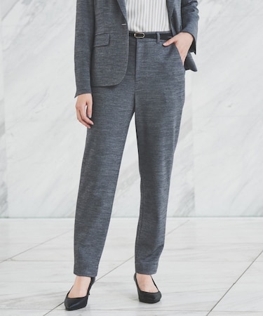 【通勤スーツ】ウール混ジャージ テーパードパンツ