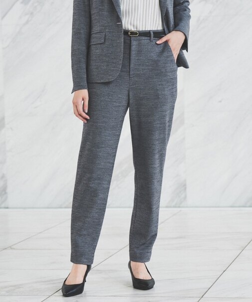 【通勤スーツ】ウール混ジャージ テーパードパンツ