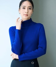 【洗える/アンサンブル可能/ウール100%】リブタートルネックウールニット