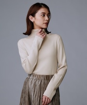 【洗える/アンサンブル可能/ウール100%】リブタートルネックウールニット