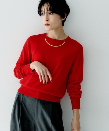 【洗える/ウール100%】クルーネックウールニット