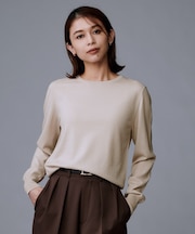 【洗える/ウール100%】クルーネックウールニット