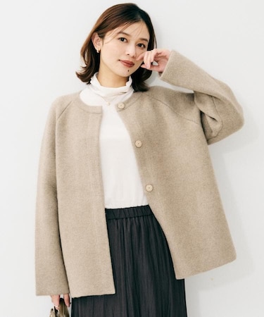 【軽アウター/ミドル丈】ウールニットコーディガン