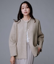 【軽アウター/ミドル丈】ウールニットコーディガン