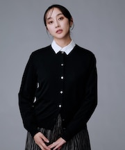 【洗える/アンサンブル可/ウール100%】ウールクルーカーディガン