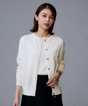 【洗える/アンサンブル可】ウールクルーカーディガン