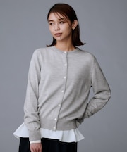 【洗える/アンサンブル可/ウール100%】ウールクルーカーディガン