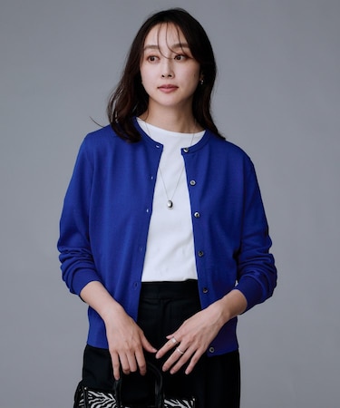 【洗える/アンサンブル可/ウール100%】ウールクルーカーディガン