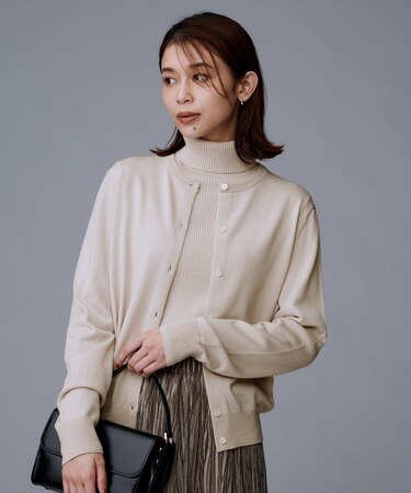 【洗える/アンサンブル可/ウール100%】ウールクルーカーディガン