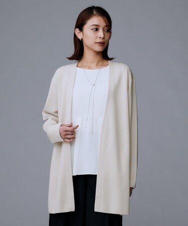 【洗える/ミドル丈/軽羽織り】ミラノリブカーディガン