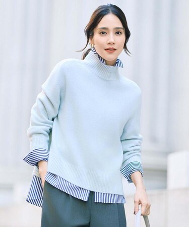 【8色展開/洗える】ウールカシミヤ ハイネックニット