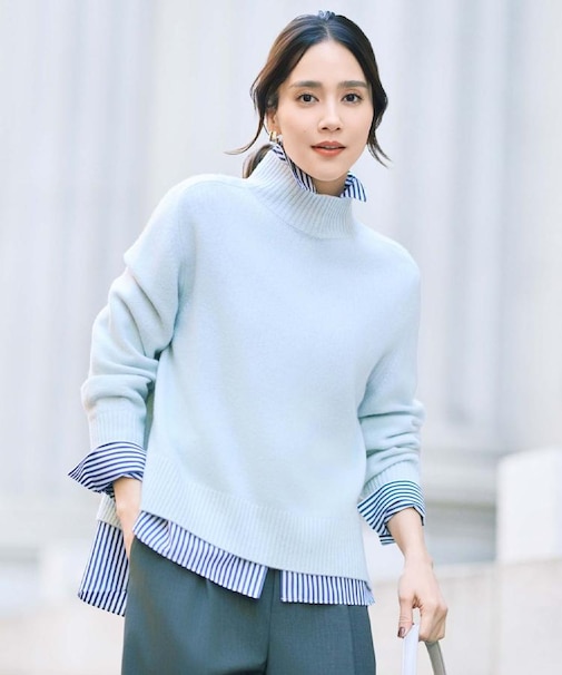 【8色展開/洗える】ウールカシミヤ ハイネックニット