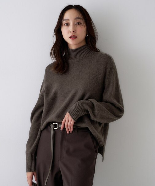 【8色展開/洗える】ウールカシミヤ ハイネックニット