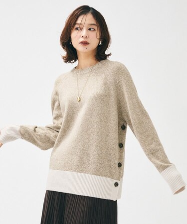 【重ね着もおすすめ/洗える】ウールカシミヤ クルーネックニット