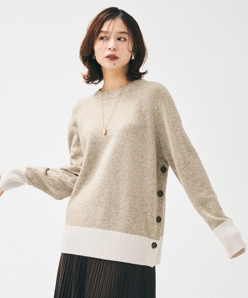 【重ね着もおすすめ/洗える】ウールカシミヤ クルーネックニット