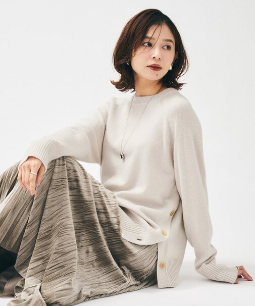 【重ね着もおすすめ/洗える】ウールカシミヤ クルーネックニット