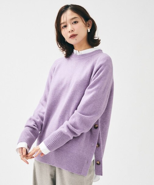 【重ね着もおすすめ/洗える】ウールカシミヤ クルーネックニット