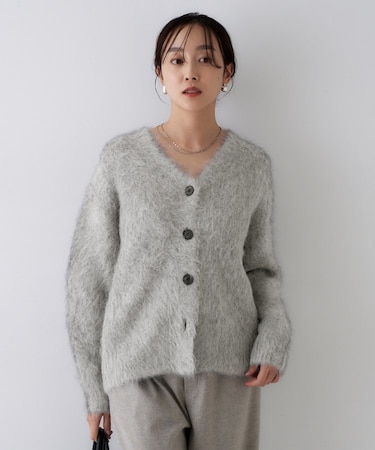 【ゆったり/モヘヤニット】アルパカ混シャギー カーディガン