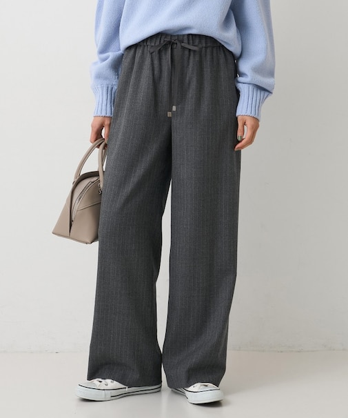 【ウエストゴム/リラックス】ソフトフラノワイドパンツ