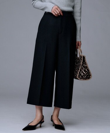 【後ろウエストゴム】ミルドスムースクロップドワイドパンツ