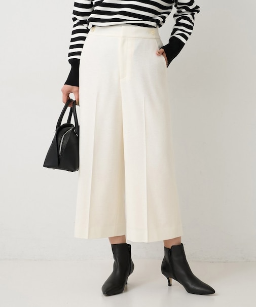 【後ろウエストゴム】ミルドスムースクロップドワイドパンツ