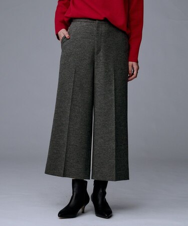 【後ろウエストゴム】ミルドスムースクロップドワイドパンツ