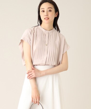 【大人気!/ゆったり軽い/洗える】フロントタック ジョーゼットシャツ