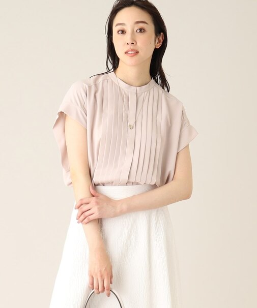 【大人気!/ゆったり軽い/洗える】フロントタック ジョーゼットシャツ