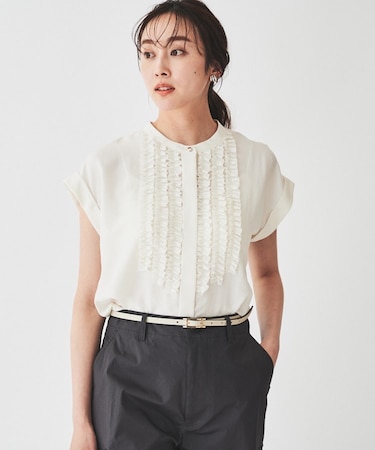 【華やか/夏ブラウス】半袖フリルブラウス