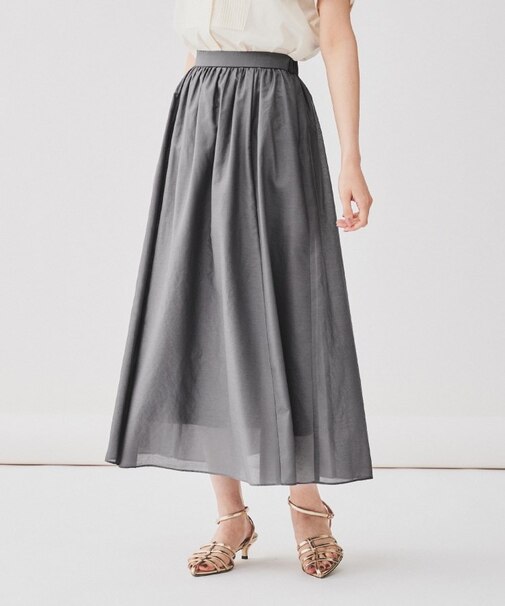 【ふわり軽やか/ウエスト後ろゴム仕様】シアーフレアスカート