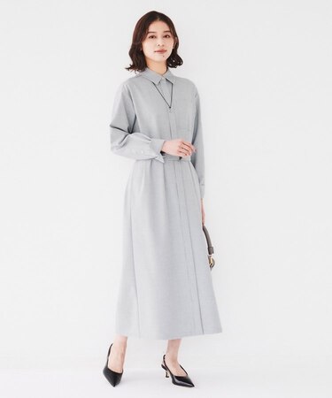 【洗える/ゆったり/前開き】シャツワンピース
