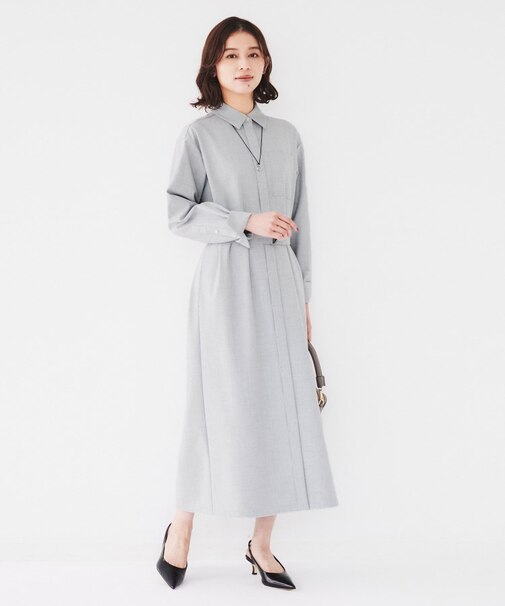 【洗える/ゆったり/前開き】シャツワンピース