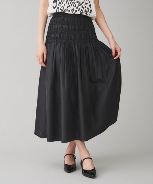 【Liyoca】シャンブレータフタ ギャザープレススカート