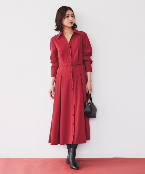 【エレガント/華やか/洗える】シャツドレス