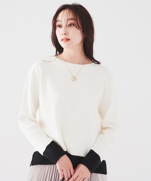 【アンサンブル可能/8色展開】ミラノリブ ワイドボートネックプルオーバーニット