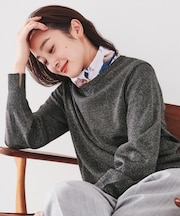 【ラメ感/薄手/すっきり丈】ウールアクリル混 ラメプルオーバーニット