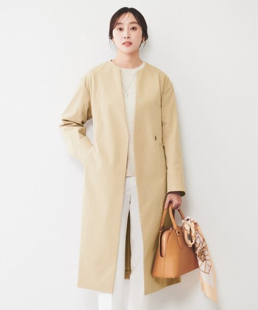 【撥水/春コート】コットンライク ストレッチコート