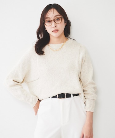 【ゆったり/洗える】ラメ入りローゲージニット