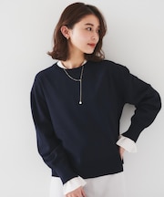 【洗える/オンオフ使える】袖リブスリットストレッチニット