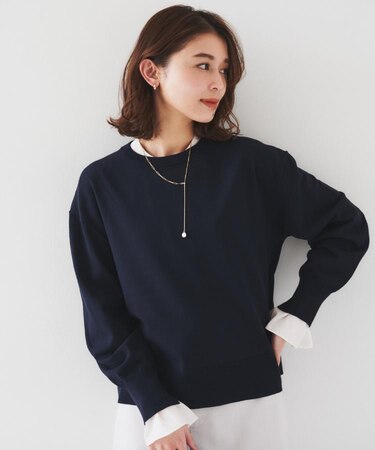 【洗える/オンオフ使える】袖リブスリットストレッチニット