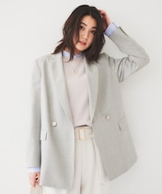 【通勤/春の軽羽織り】サマーウール調 ダブルブレストジャケット