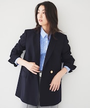 【通勤/春の軽羽織り】サマーウール調 ダブルブレストジャケット